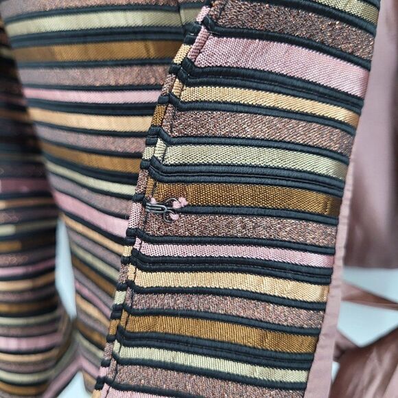Vintage JS Collections Formal Blazer Set 10 Mauve Metallic Striped Satin Shell - Picture 5 of 17